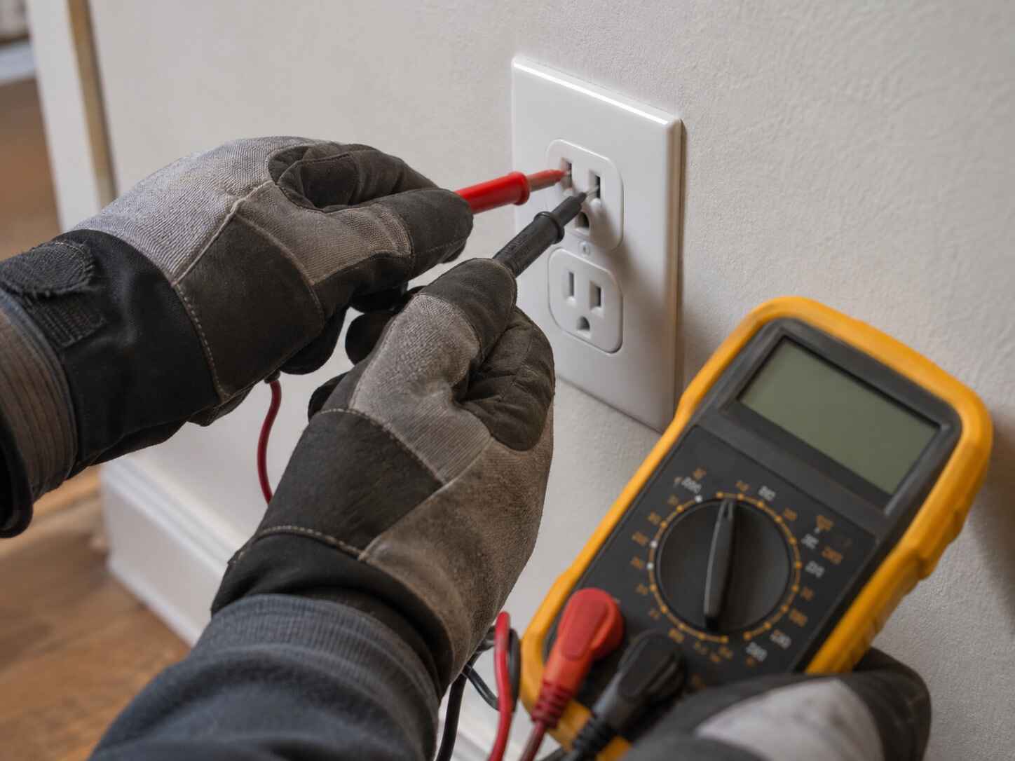 Electrician troubleshooting a breaker panel